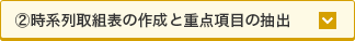 ②時系列取組表の作成と重点項目の抽出